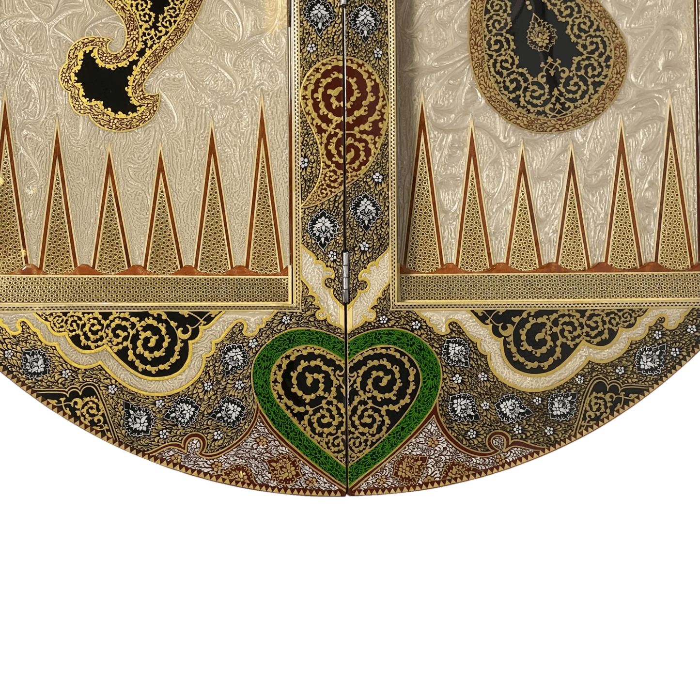 Round Khatam Backgammon Board 80 cm Gilded with Case