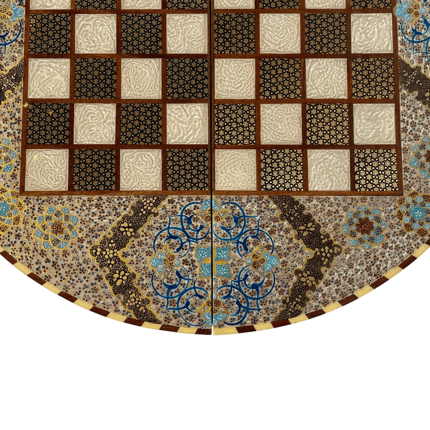 Khatam Round Backgammon Board 60 Cheshme Nour Design