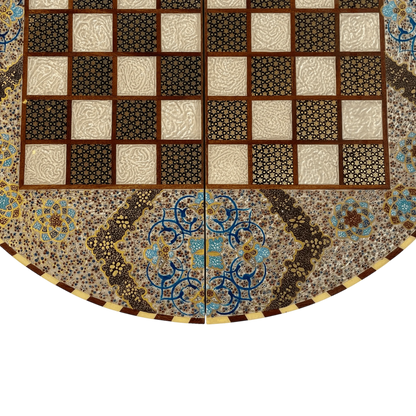 Khatam Round Backgammon Board 60 Cheshme Nour Design