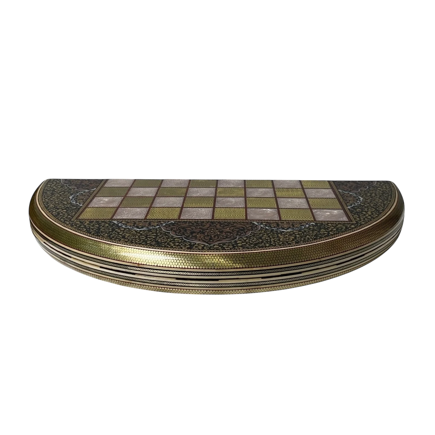 Khatam 70-round backgammon board with Fantasy colors dance design