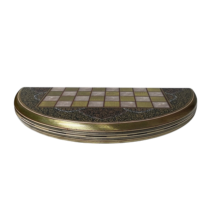 Khatam 70-round backgammon board with Fantasy colors dance design