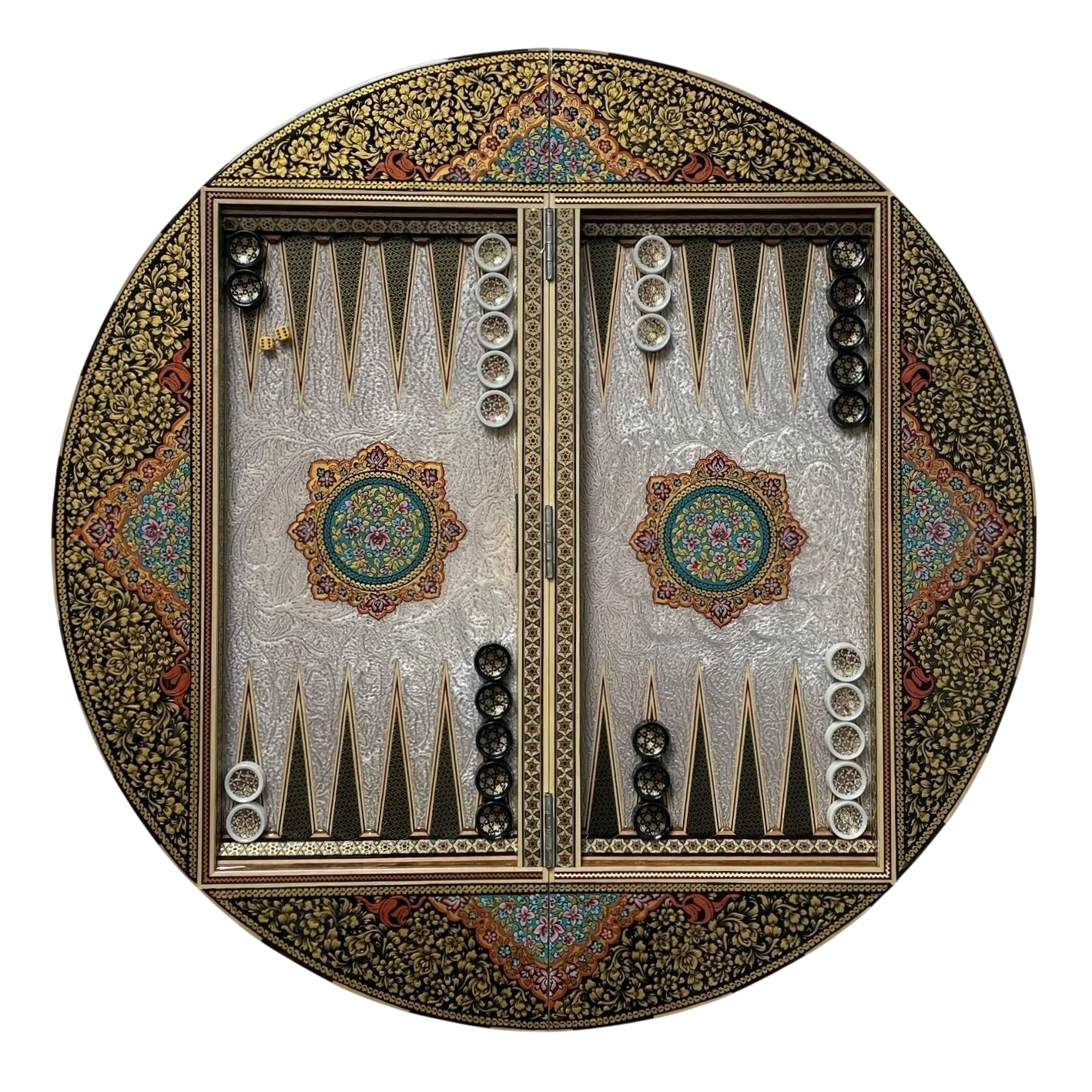 Talsam Negar design Khatam  70 round backgammon board