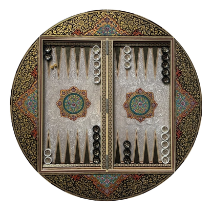 Talsam Negar design Khatam  70 round backgammon board