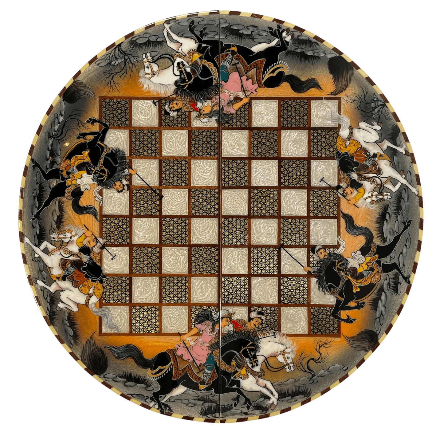 Khatam Round 60 Backgammon Board | Shahi Square Design