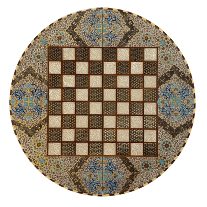 Khatam Round Backgammon Board 60 Cheshme Nour Design