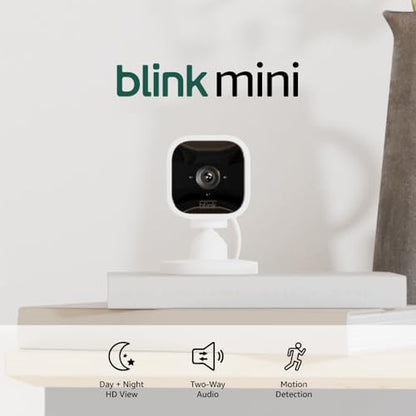 Blink Mini - Compact indoor plug-in smart security camera, 1080p HD video