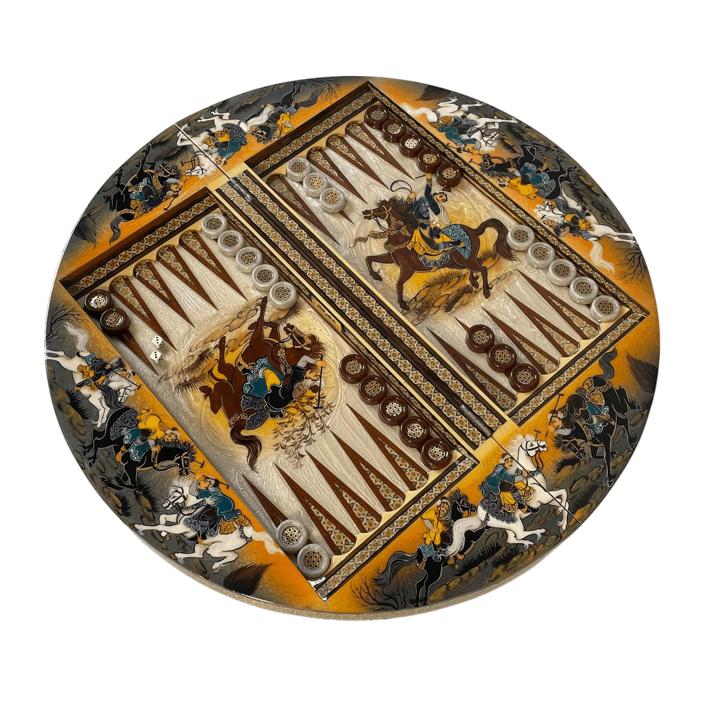 Khatam Round 60 Backgammon Board | Shahi Square Design