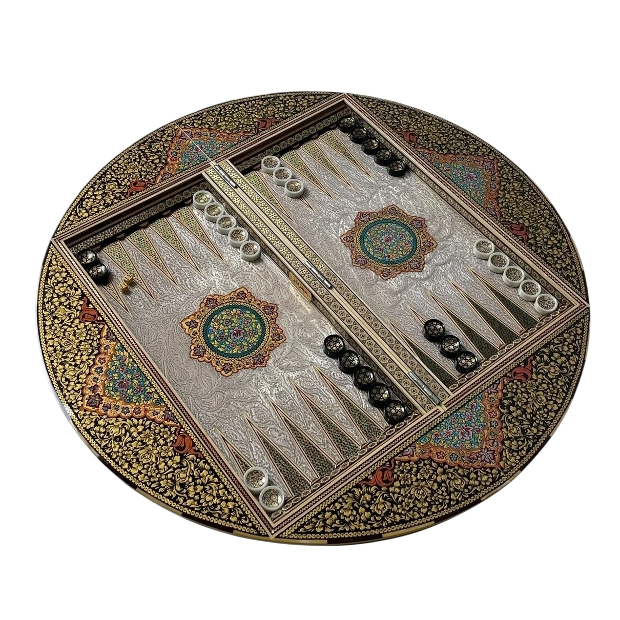 Talsam Negar design Khatam  70 round backgammon board