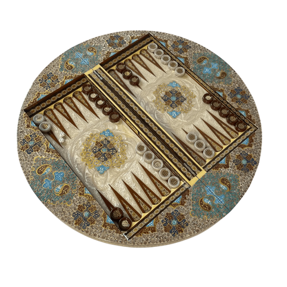 Lapis Lazuli Design Khatam Round Backgammon Board 60