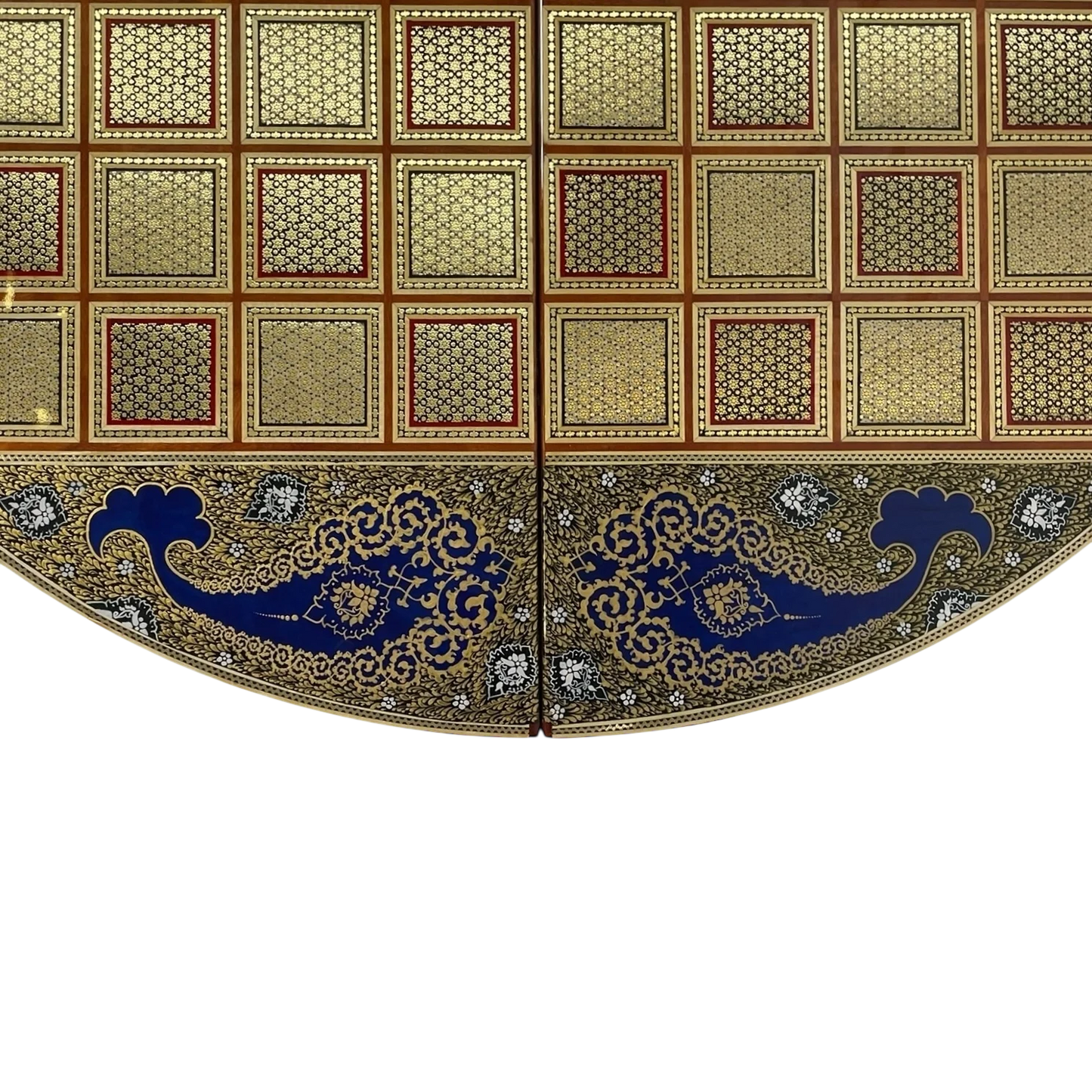 Round Khatam Backgammon Board 80 cm Gilded with Case