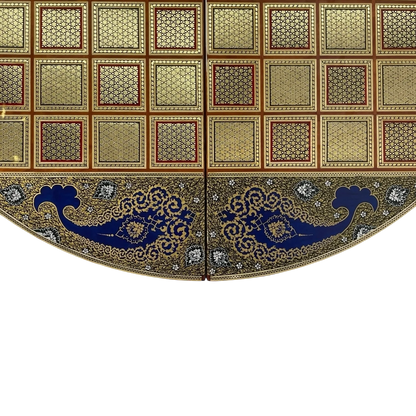 Round Khatam Backgammon Board 80 cm Gilded with Case