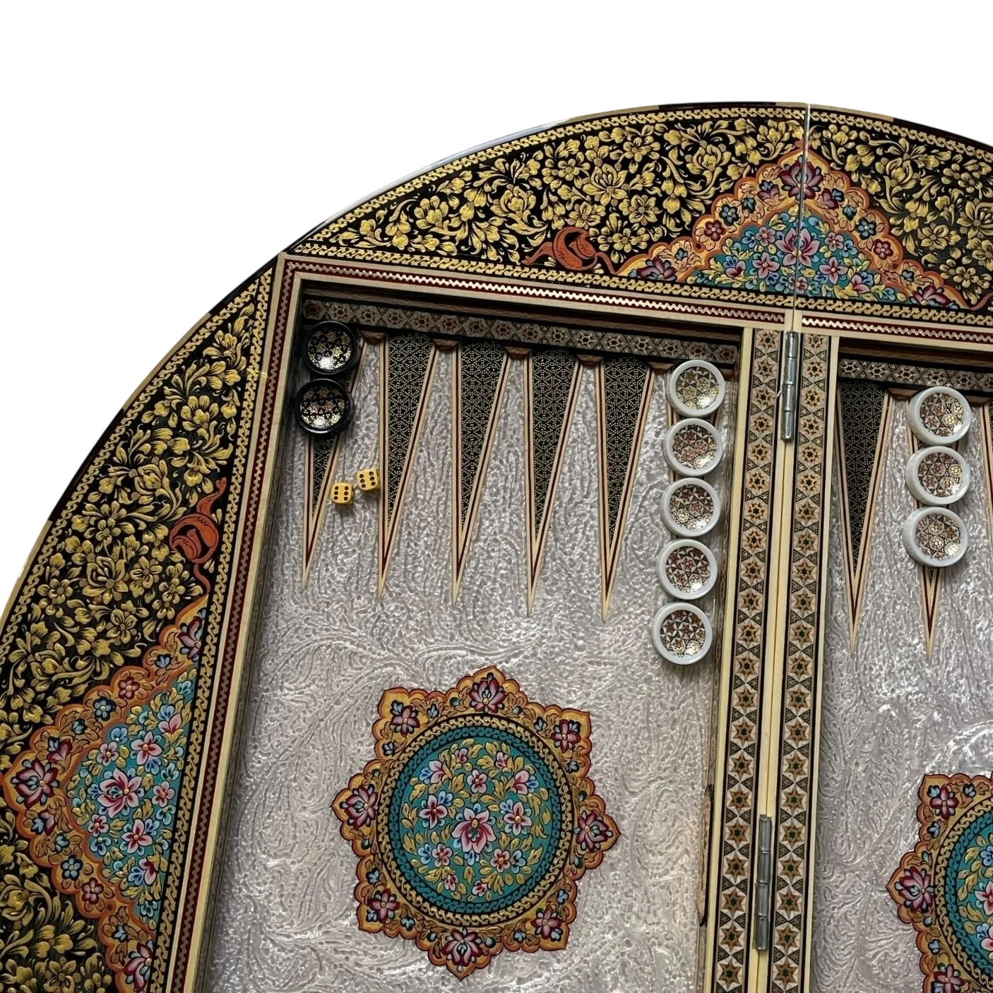 Talsam Negar design Khatam  70 round backgammon board