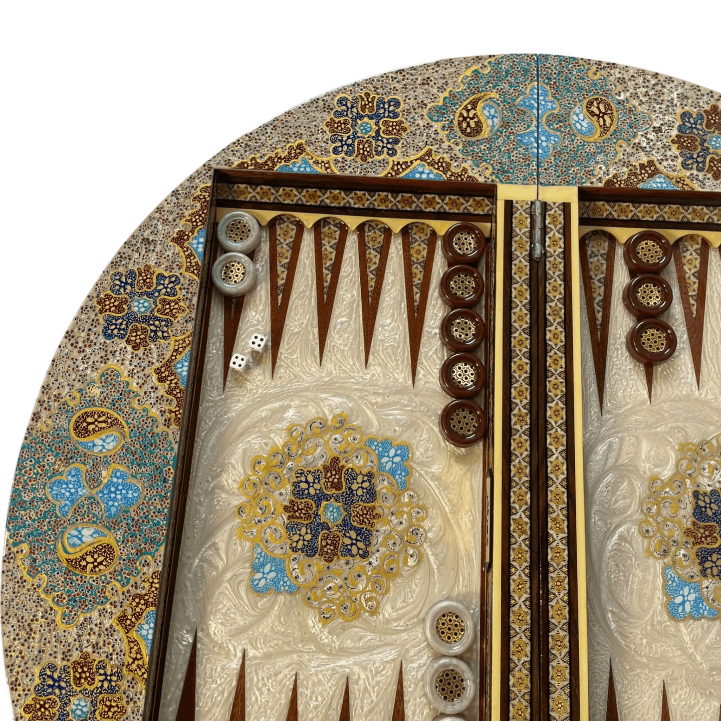 Lapis Lazuli Design Khatam Round Backgammon Board 60