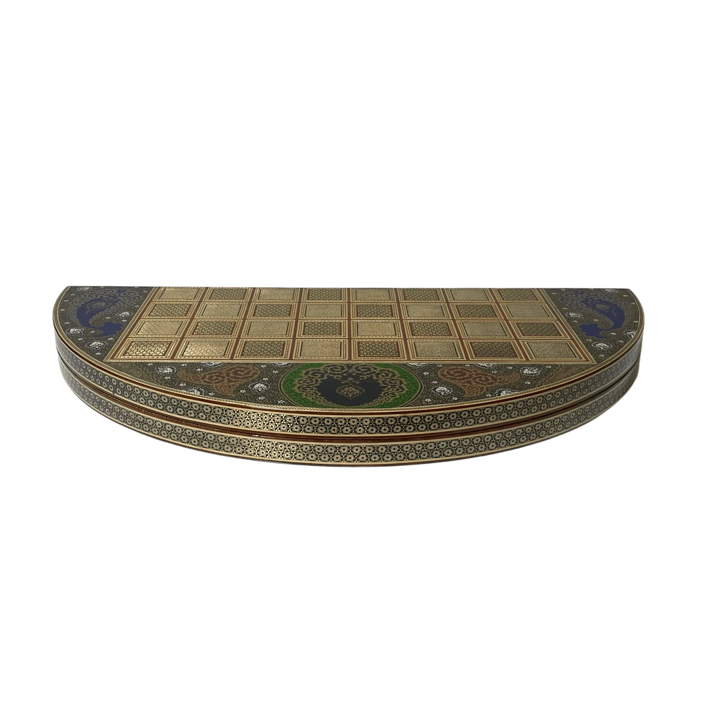 Round Khatam Backgammon Board 80 cm Gilded with Case