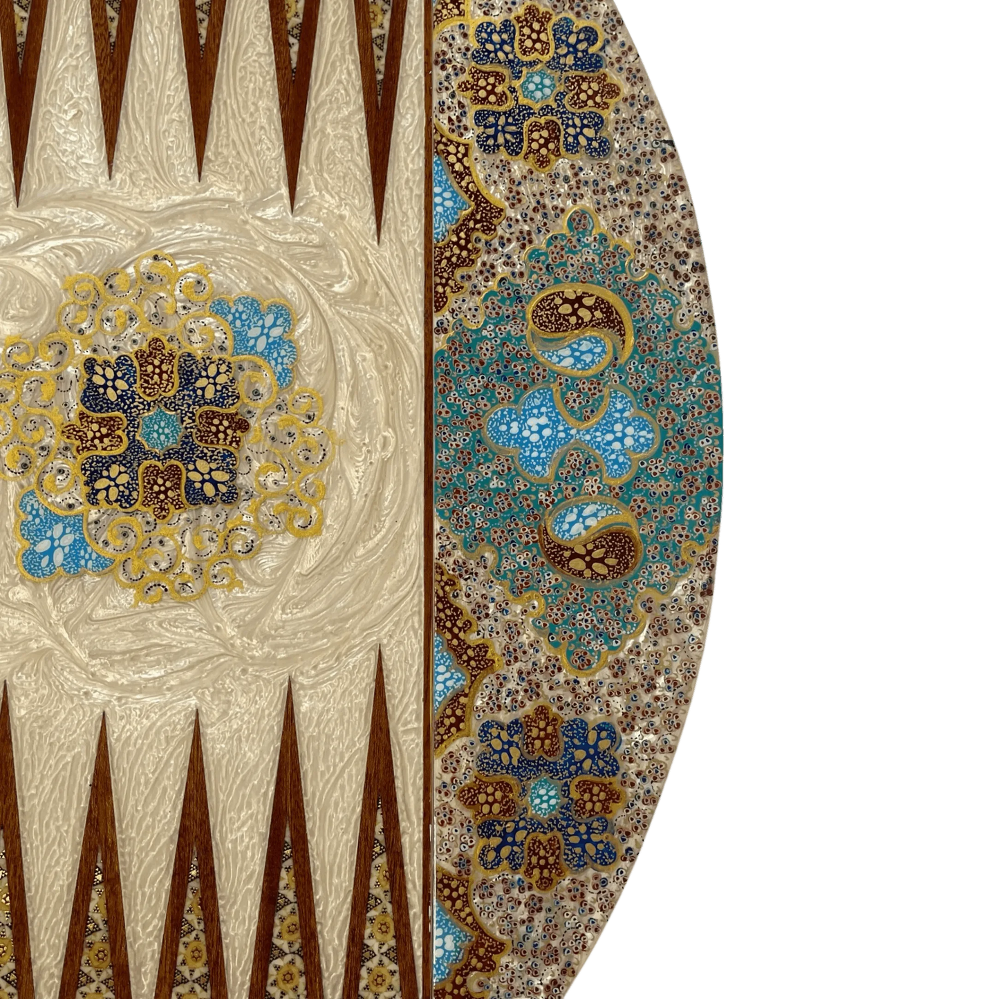 Lapis Lazuli Design Khatam Round Backgammon Board 60