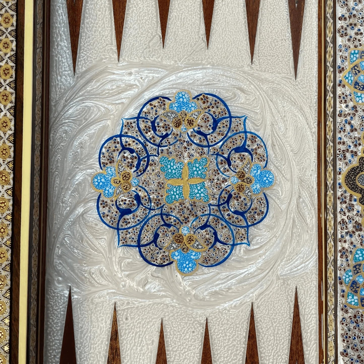 Khatam Round Backgammon Board 60 Cheshme Nour Design