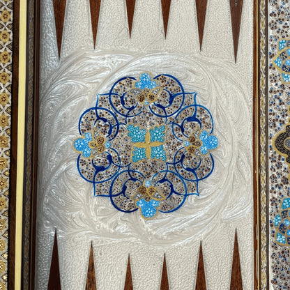 Khatam Round Backgammon Board 60 Cheshme Nour Design