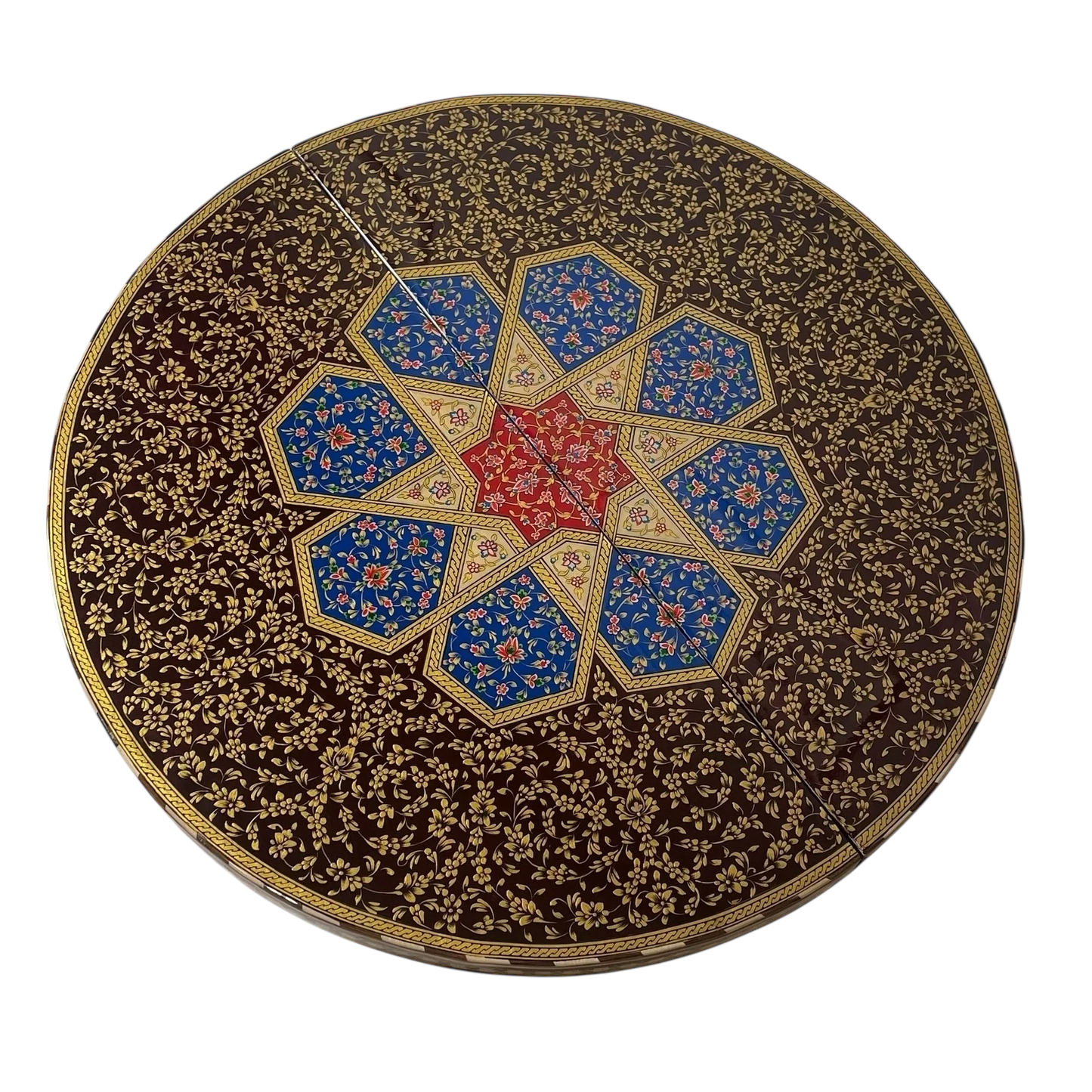 Round Khatam Backgammon Board 60 cm Gilded