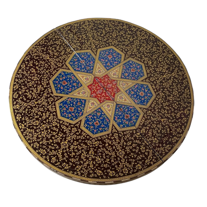 Round Khatam Backgammon Board 60 cm Gilded