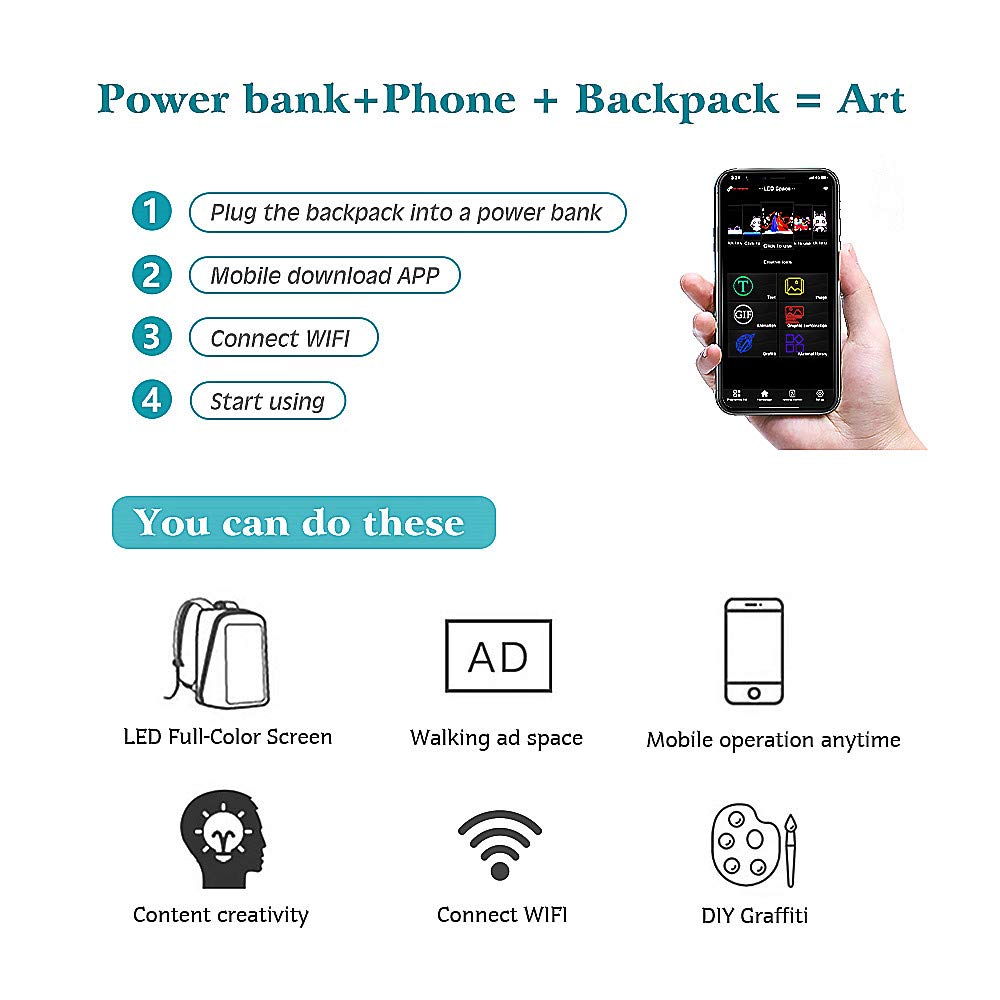 Tesinll Laptop Backpack with LED Display
