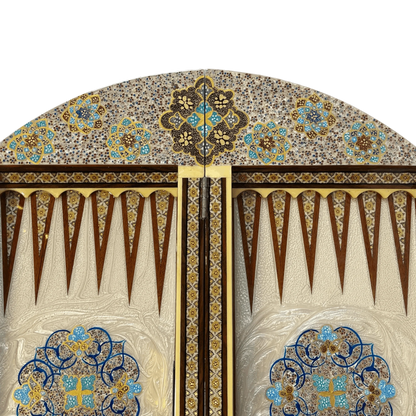 Khatam Round Backgammon Board 60 Cheshme Nour Design