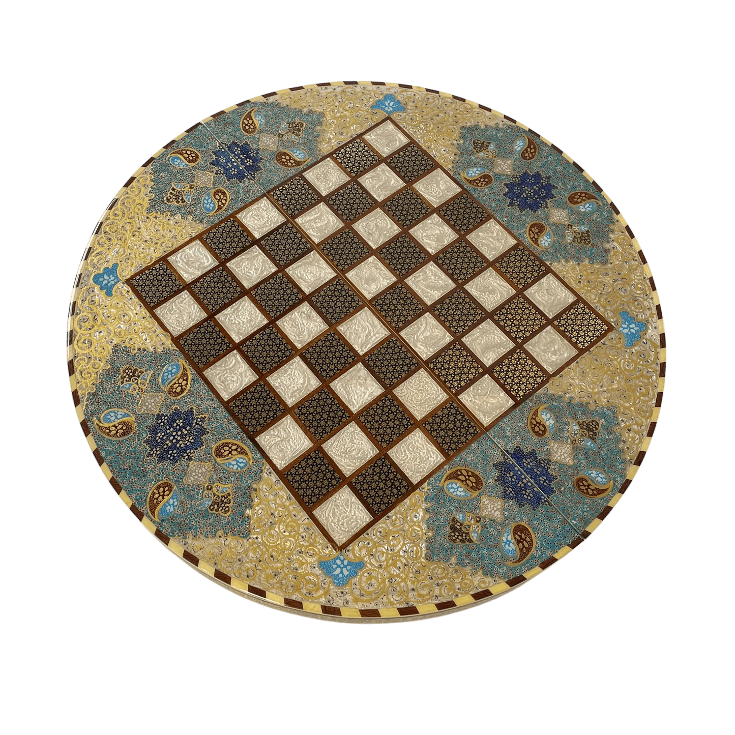 Lapis Lazuli Design Khatam Round Backgammon Board 60