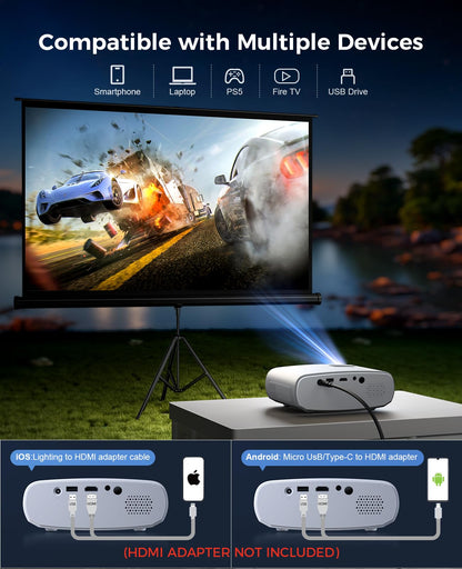 Mini Projector for iPhone 1080P HD Projector