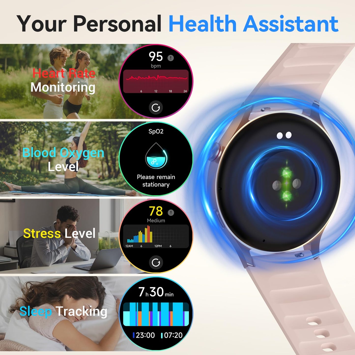 Fitpolo  Smart Watch with  Touchscreen  for Women 1.3"