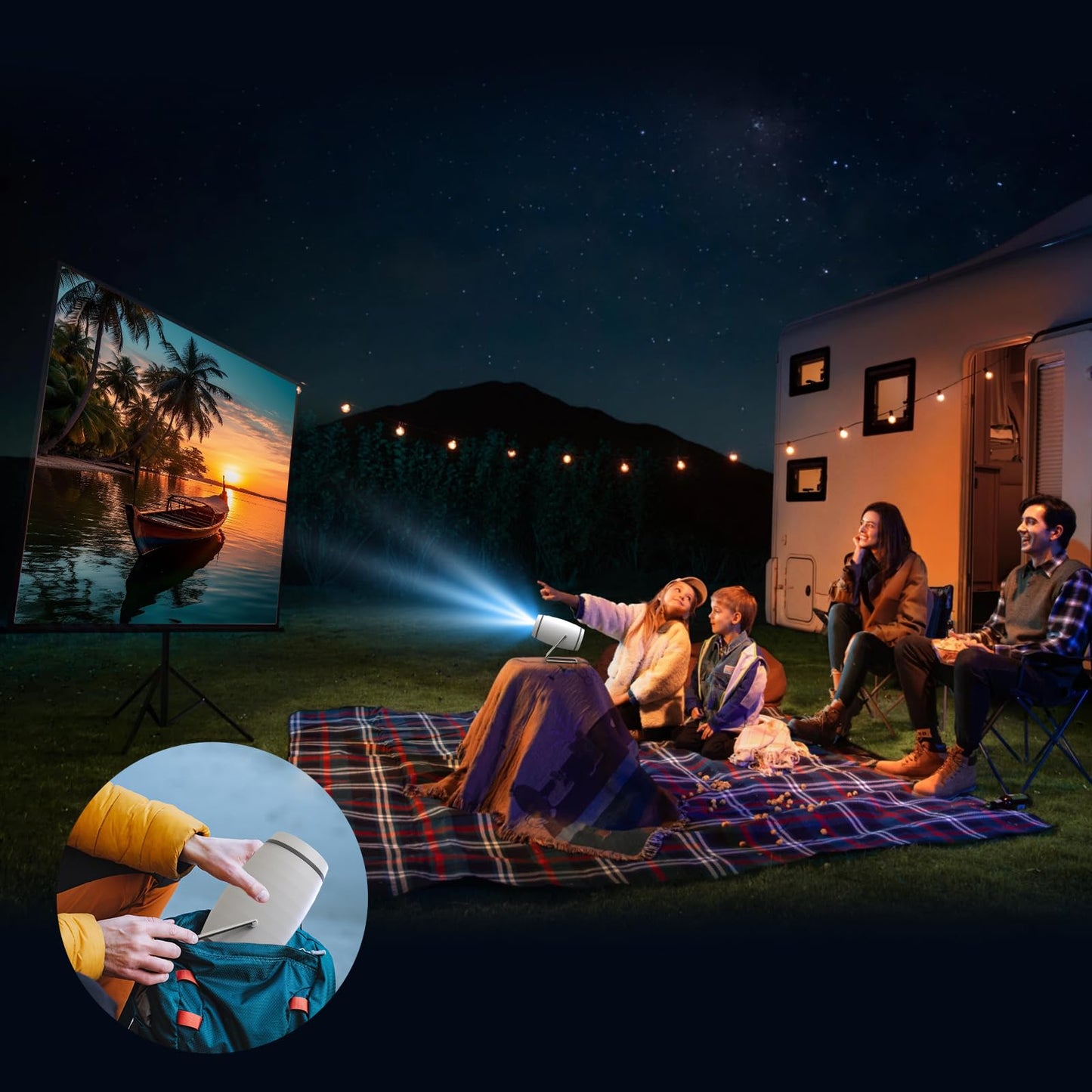 Mini  Projector with WiFi and Bluetooth, 4K  Compatible with HDMI/USB/Smartphone/PC/Laptop