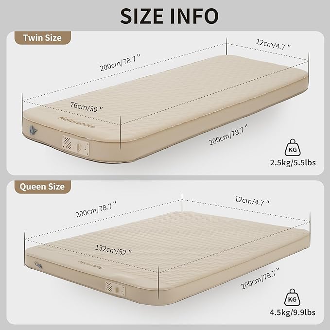Self Inflating Double Camping Mattress with Pump