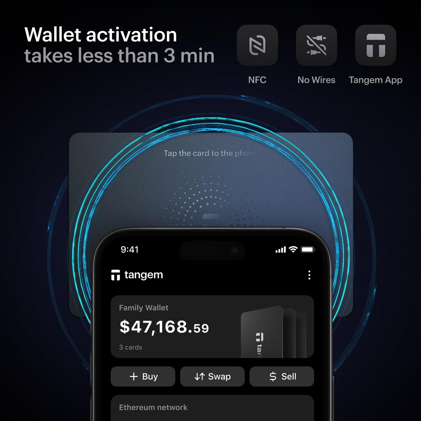 TANGEM Wallet Pack of 2 - Secure Crypto Wallet - Trusted Cold Storage for Bitcoin, Ethereum, NFT's & More Coins - 100% Offline Hardware Wallet