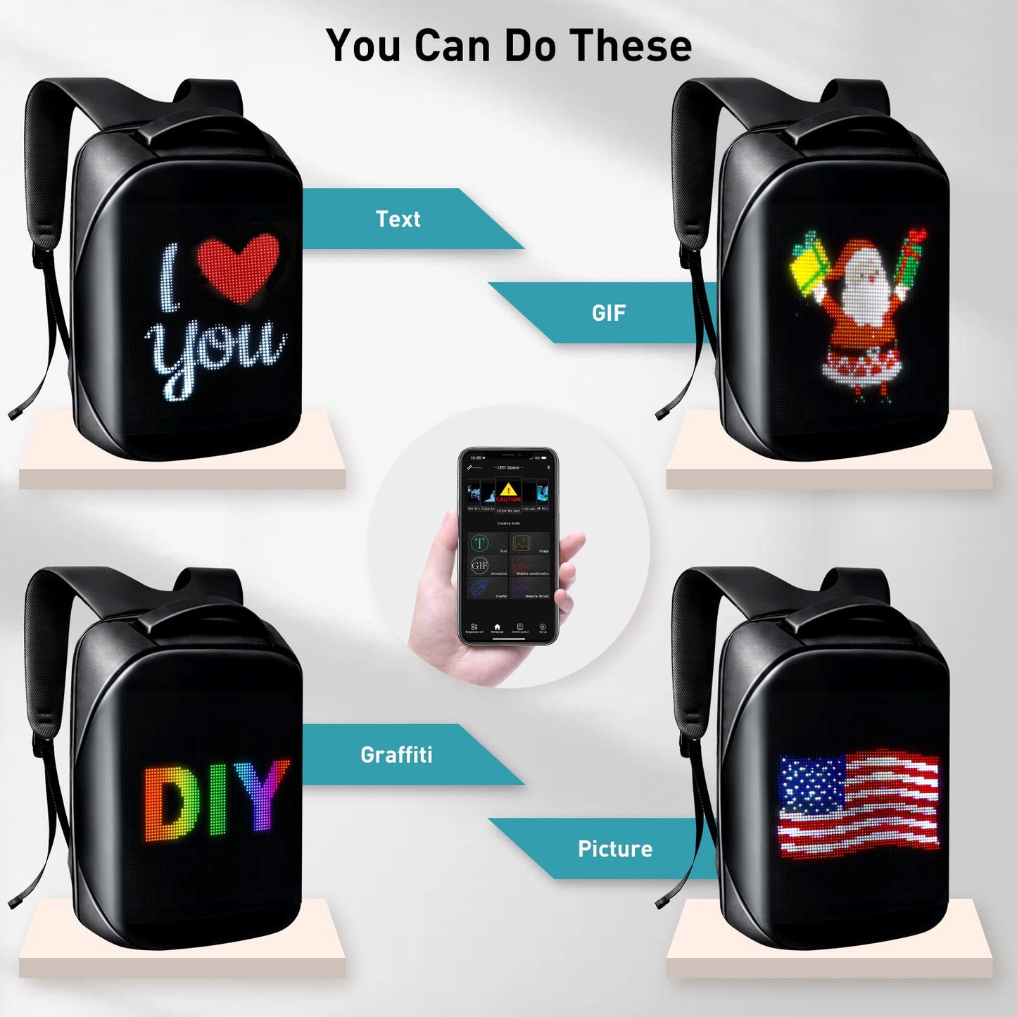 Tesinll Laptop Backpack with LED Display