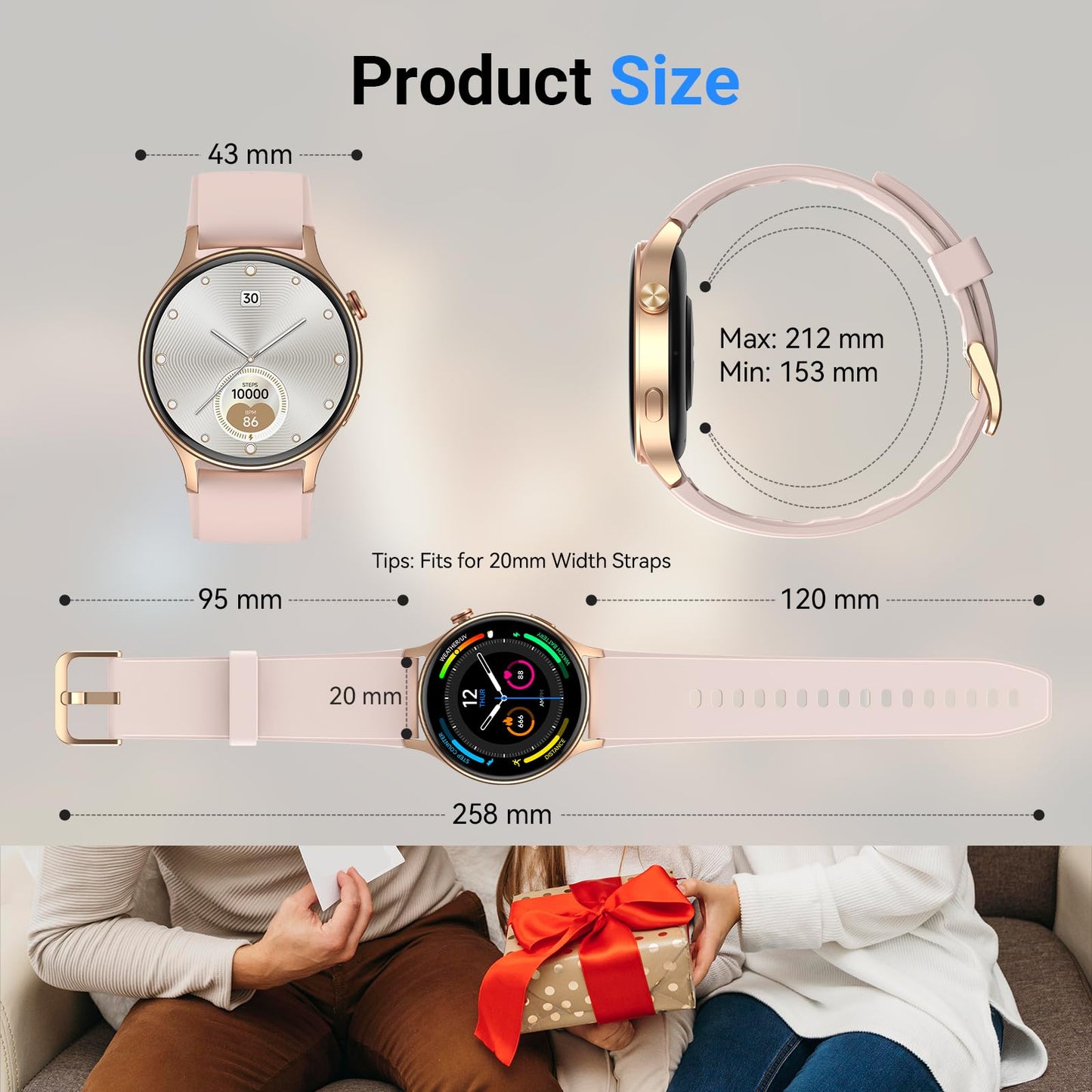 Fitpolo  Smart Watch with  Touchscreen  for Women 1.3"