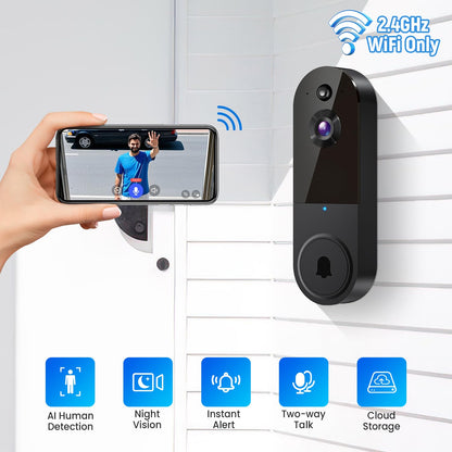 MeshSear 1080p Wireless Video Doorbell Camera with Indoor Receiver