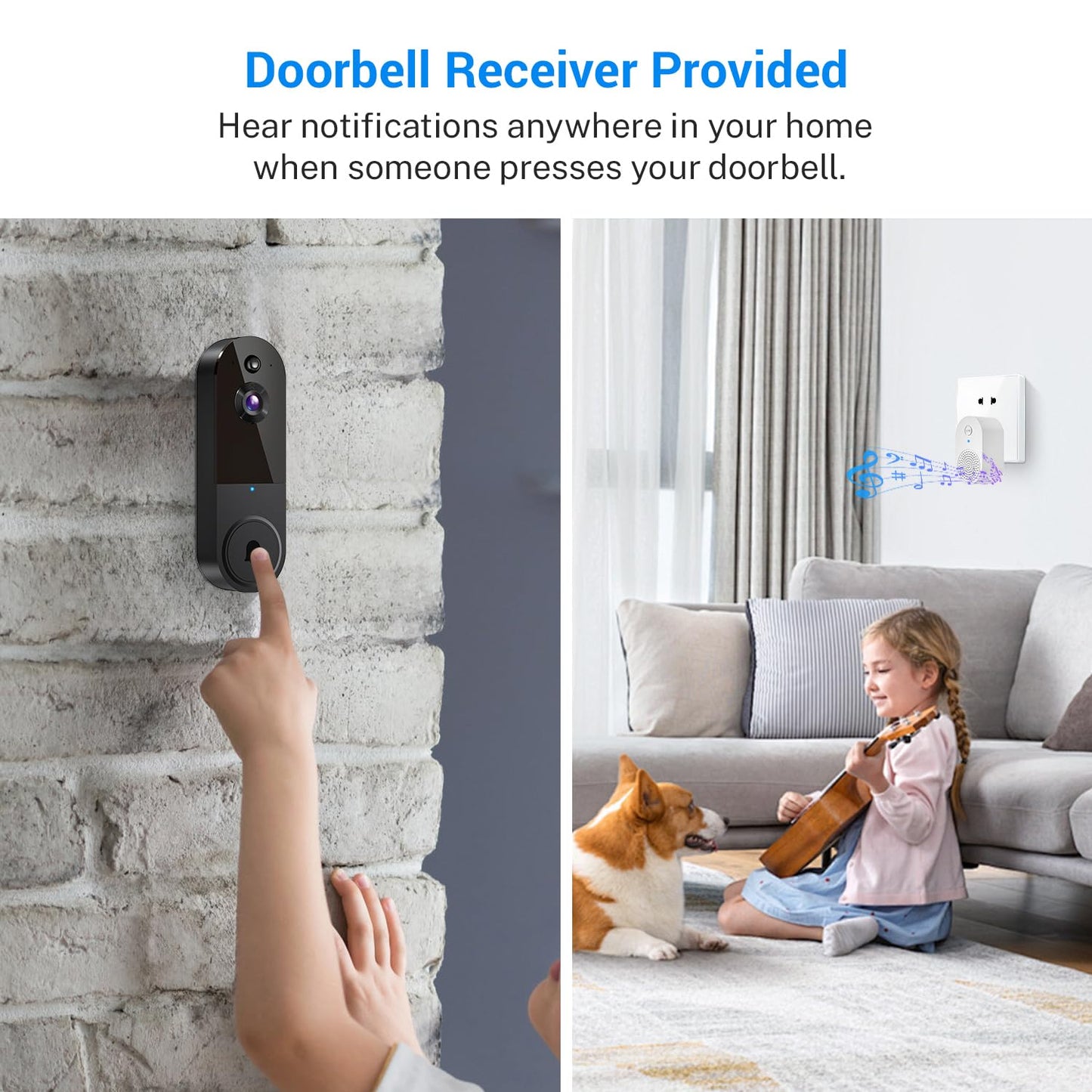 MeshSear 1080p Wireless Video Doorbell Camera with Indoor Receiver
