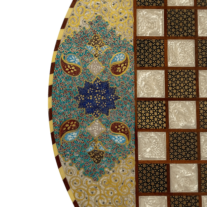 Lapis Lazuli Design Khatam Round Backgammon Board 60