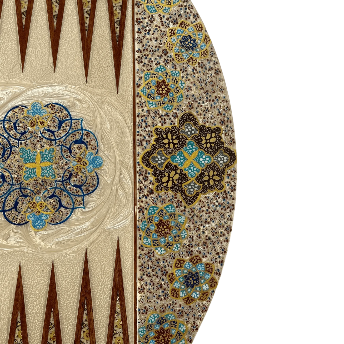 Khatam Round Backgammon Board 60 Cheshme Nour Design