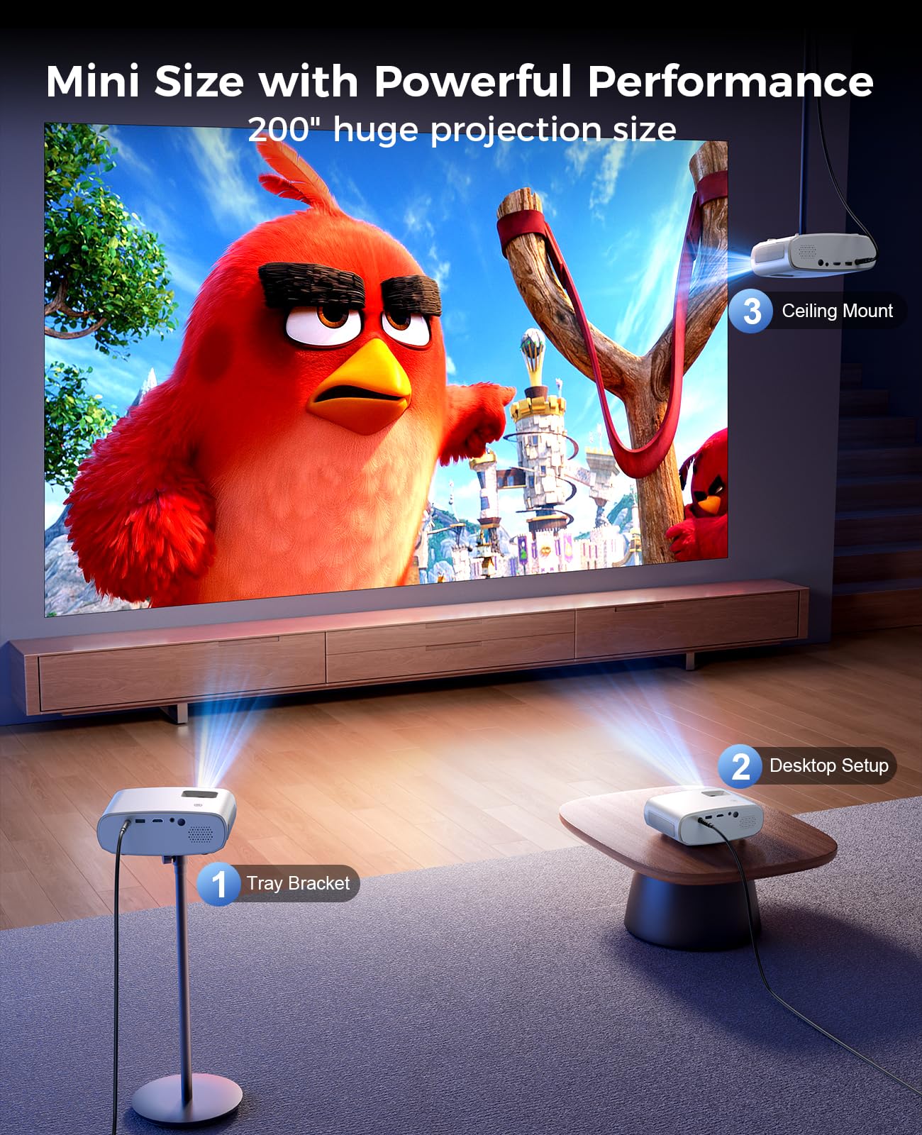 Mini Projector for iPhone 1080P HD Projector