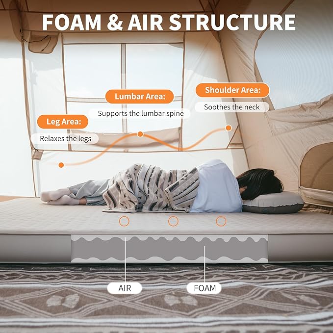 Self Inflating Double Camping Mattress with Pump
