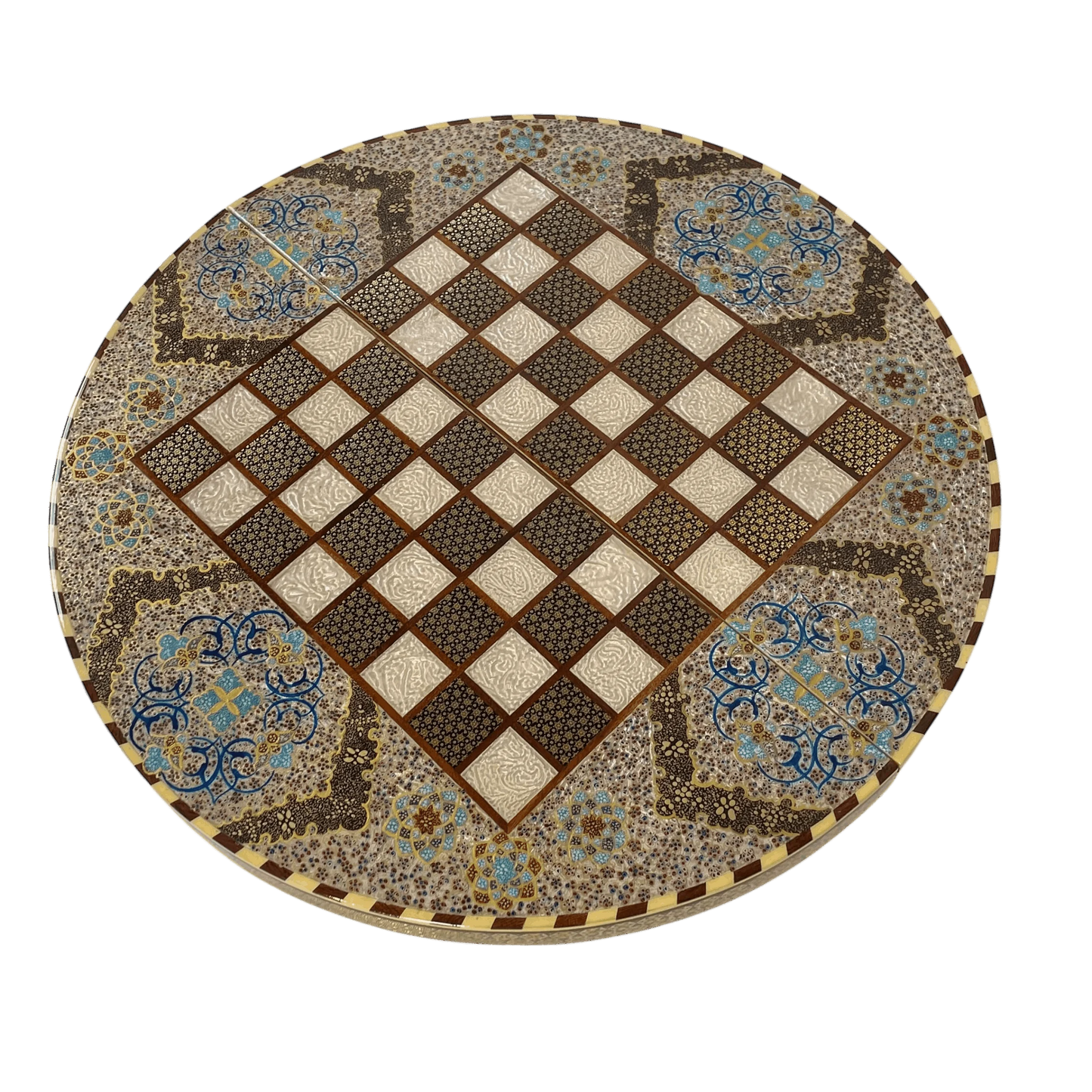 Khatam Round Backgammon Board 60 Cheshme Nour Design