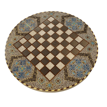 Khatam Round Backgammon Board 60 Cheshme Nour Design