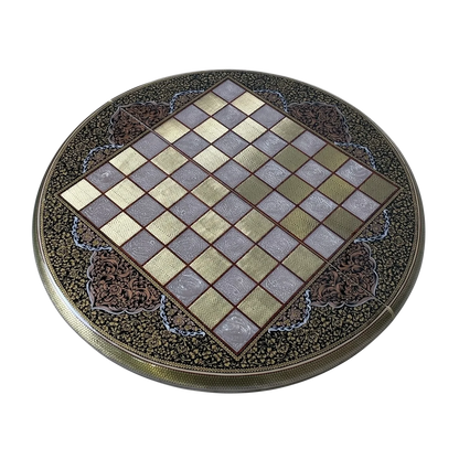 Khatam 70-round backgammon board with Fantasy colors dance design