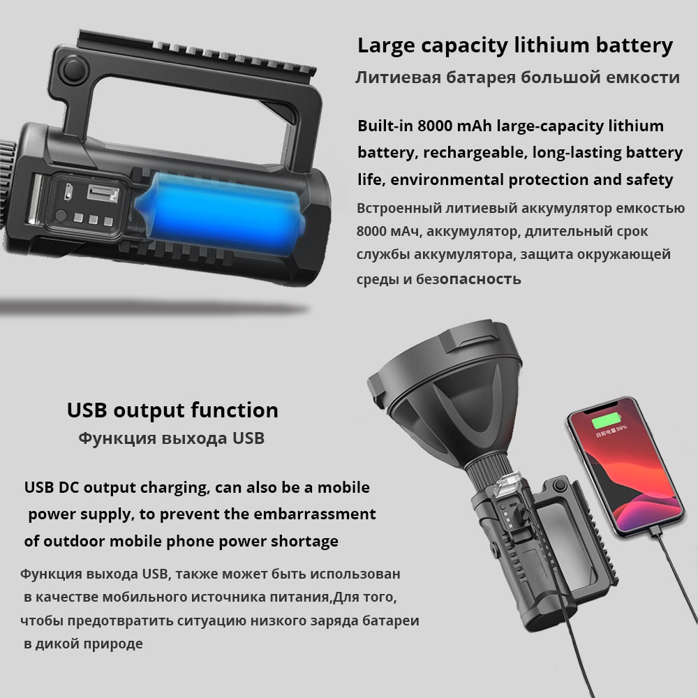 Rechargeable Handheld Spotlight Flashlight-High Lumens